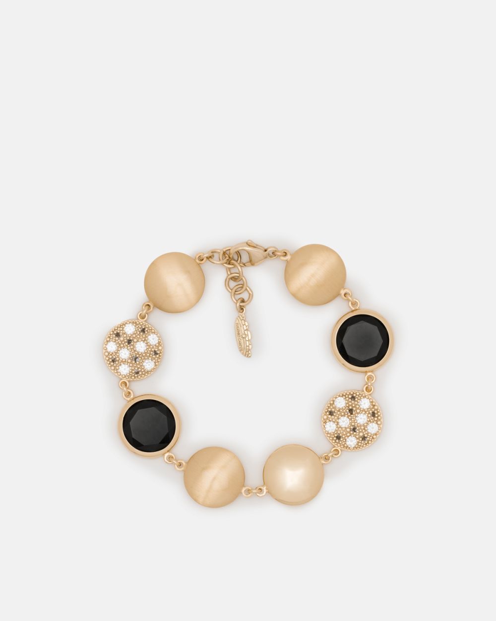 Superb Black Bracelet in Gold Plated Silver with Zirconias