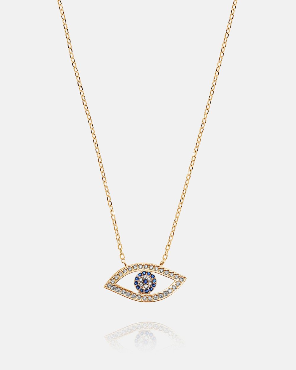 Blue Mystic Eye Necklace in Gold-Plated Silver