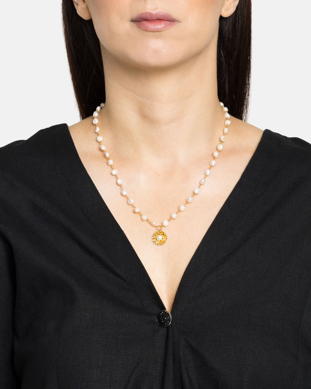 Alma Necklace in Gold Plated Silver with Pearls