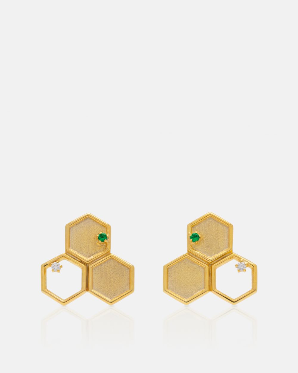Honeycomb II Earrings in Gold Plated Silver