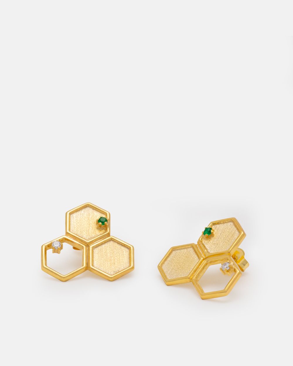 Honeycomb II Earrings in Gold Plated Silver