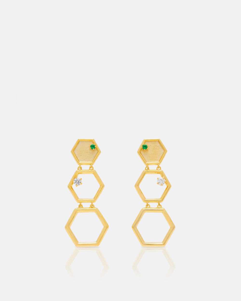 Honeycomb Earrings in Gold Plated Silver
