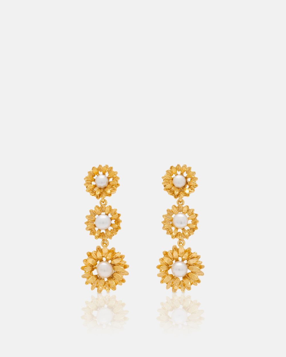 Alma II Earrings in Gold Plated Silver with Pearls