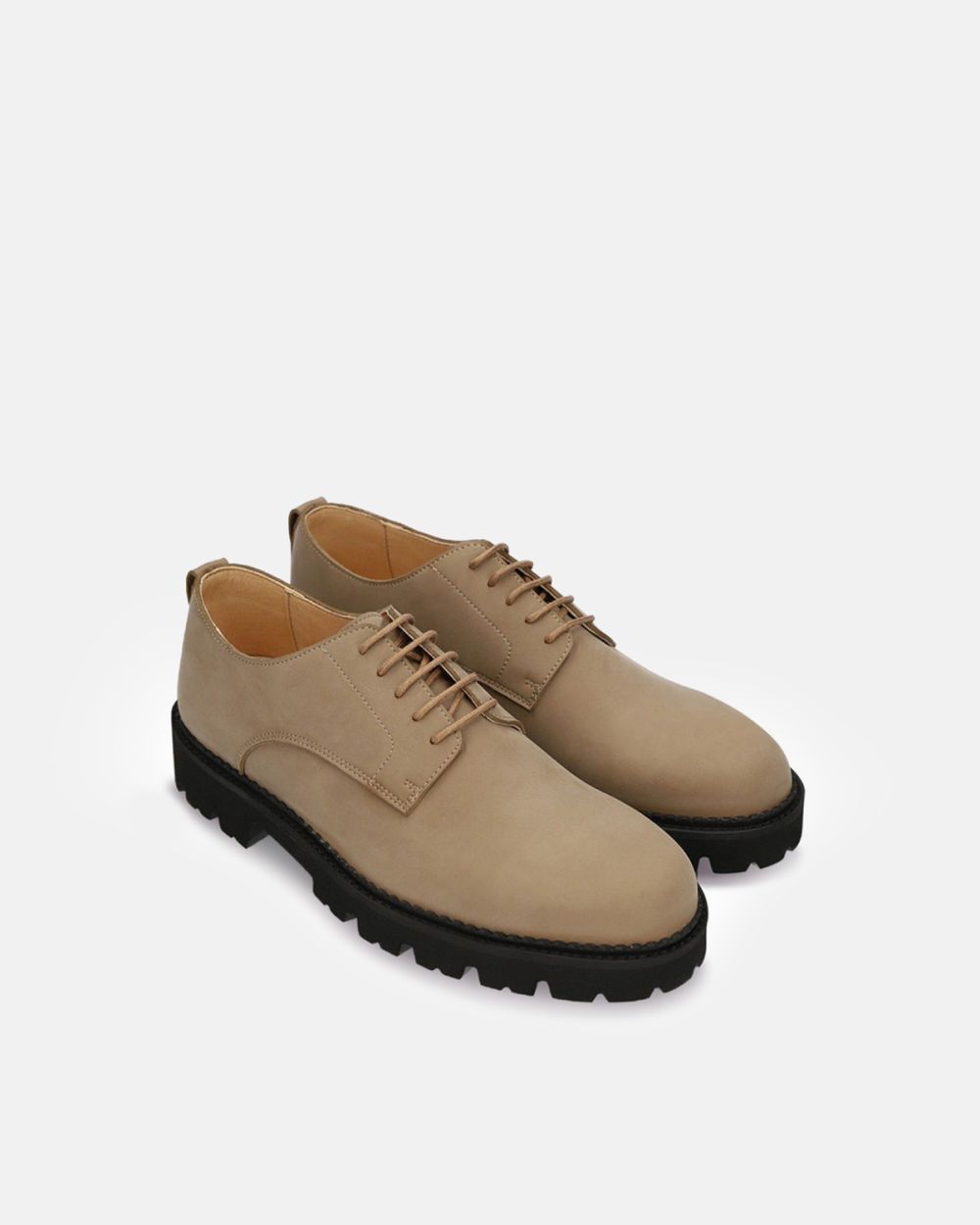 Adrien Beige Vegan Derby Plain Toe