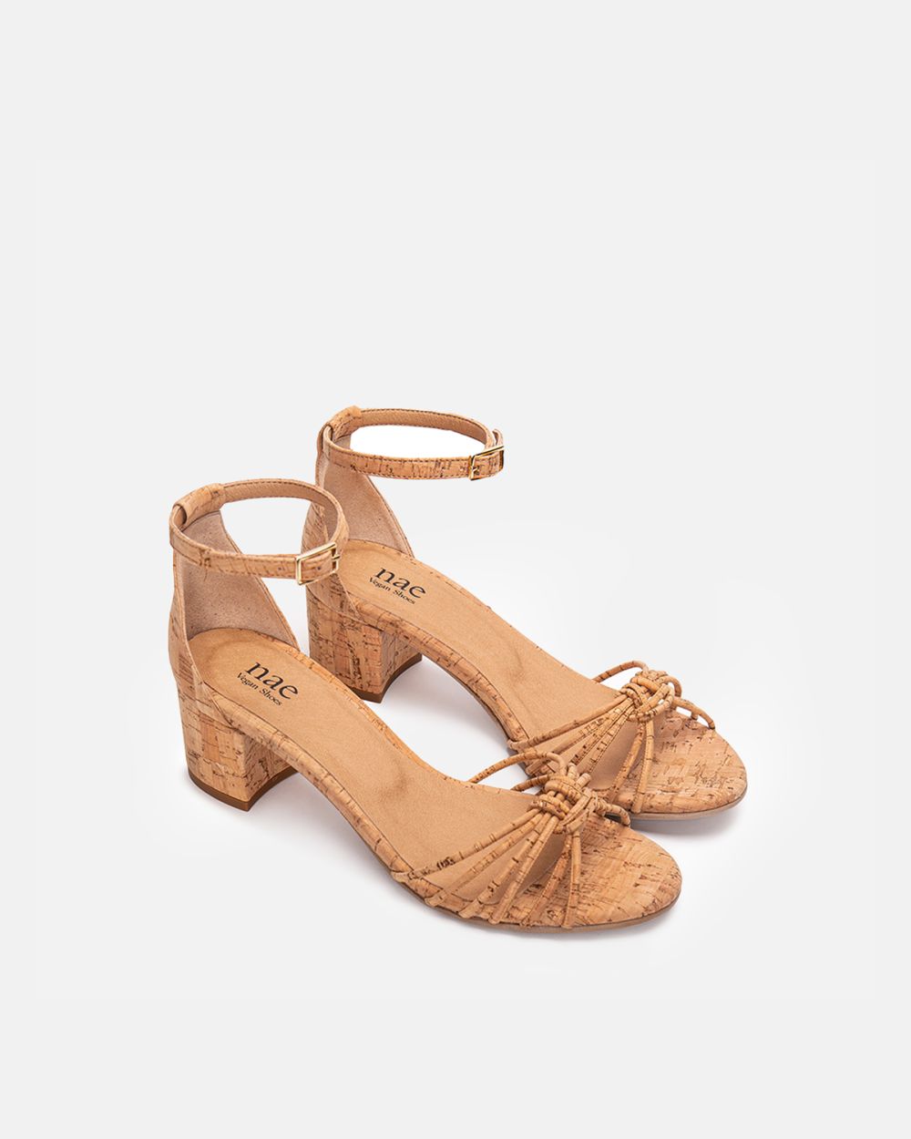 Ange Cork vegan sandals with heel