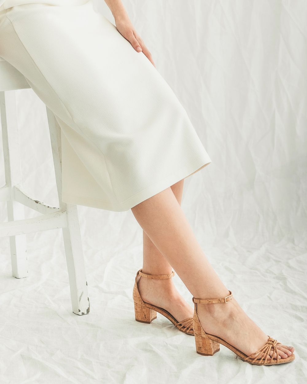 Ange Cork vegan sandals with heel