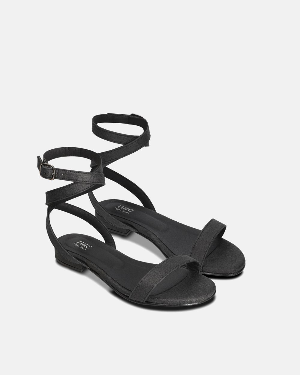 Basil Black Vegan Sandals with ankle straps