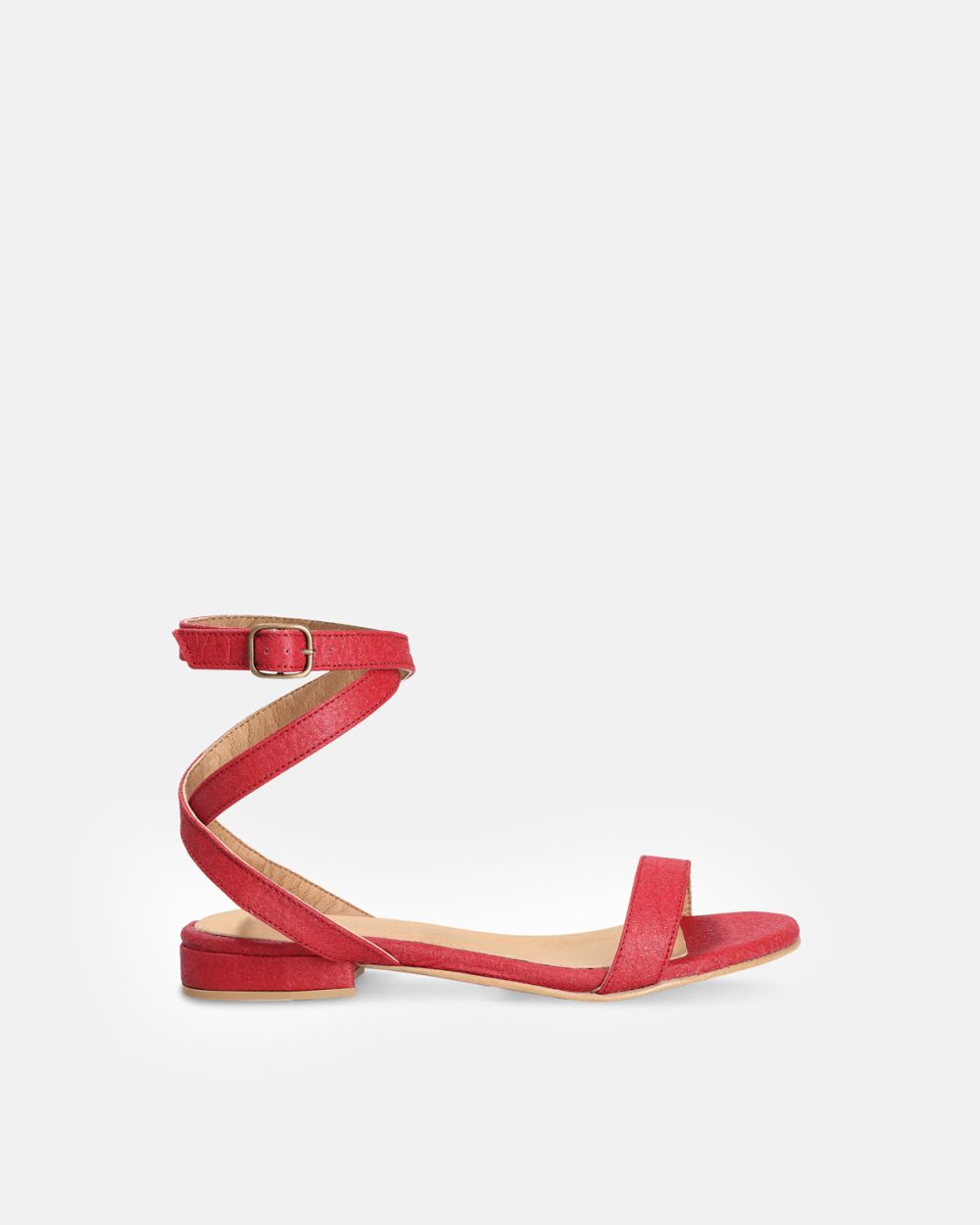 Basil Red Vegan Sandals with ankle straps