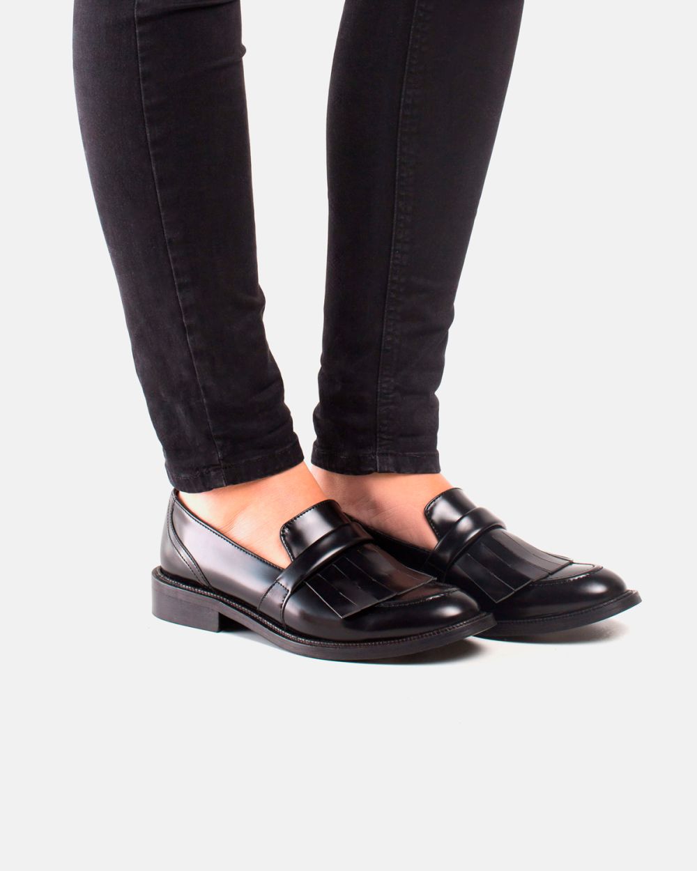 Brina Micro Black Women's vegan fringe loafers