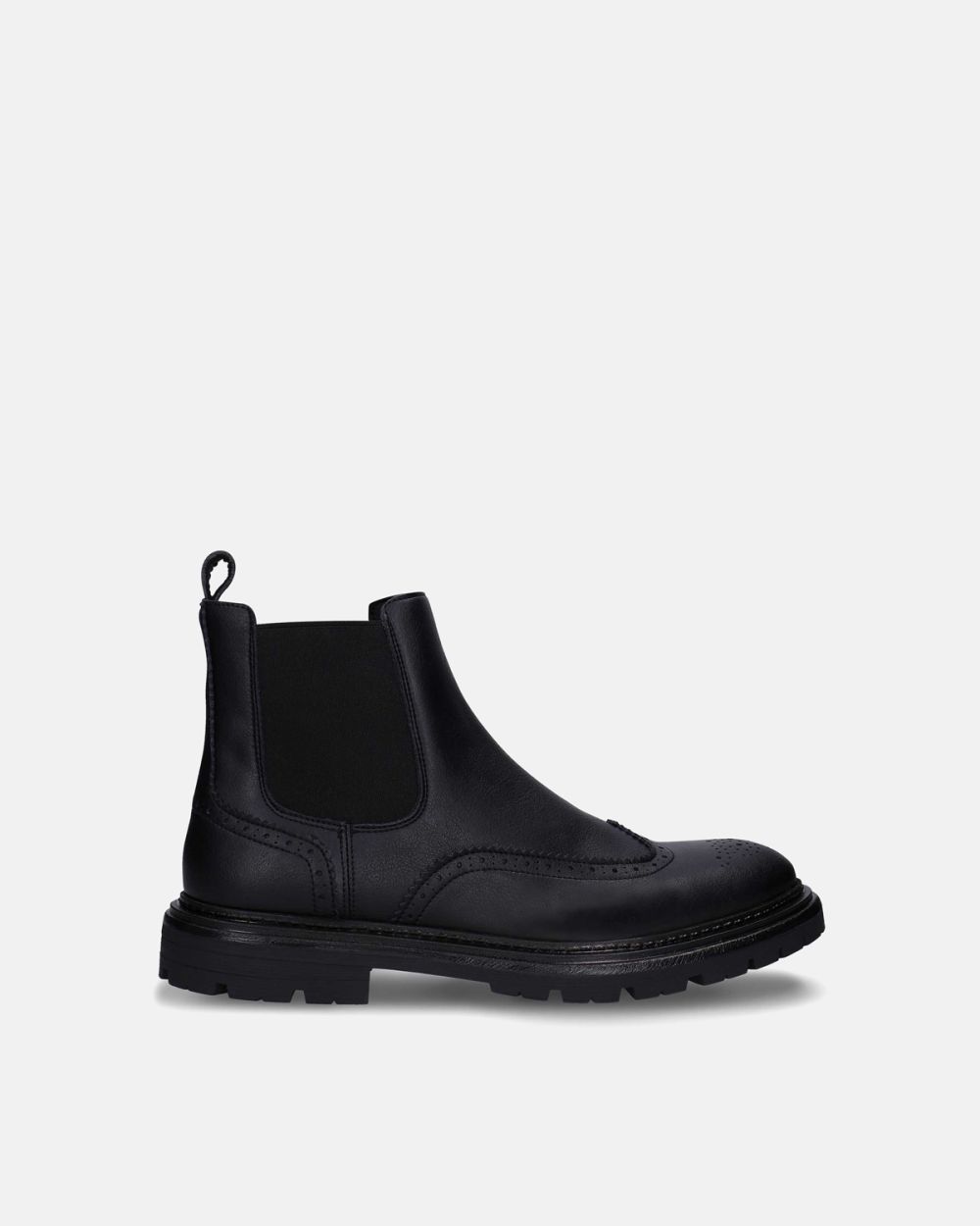 Casian Black vegan chelsea boots brogue