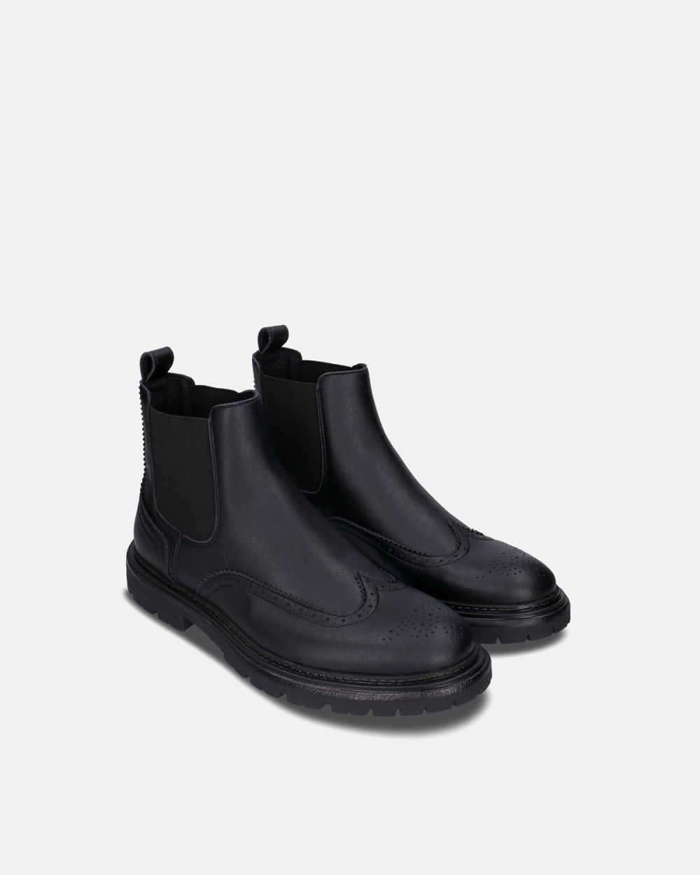 Casian Black vegan chelsea boots brogue