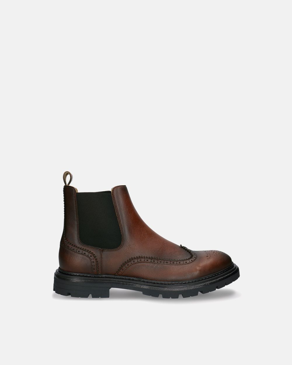 Casian Brown vegan Chelsea Brogue boots