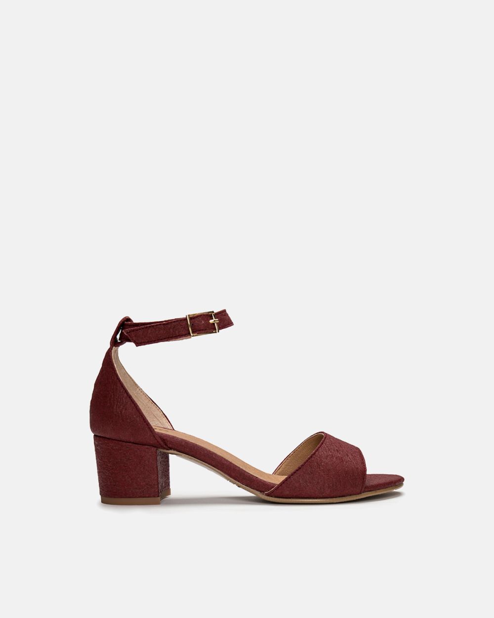 Cora Bordeaux Vegan Open-Toe Heels