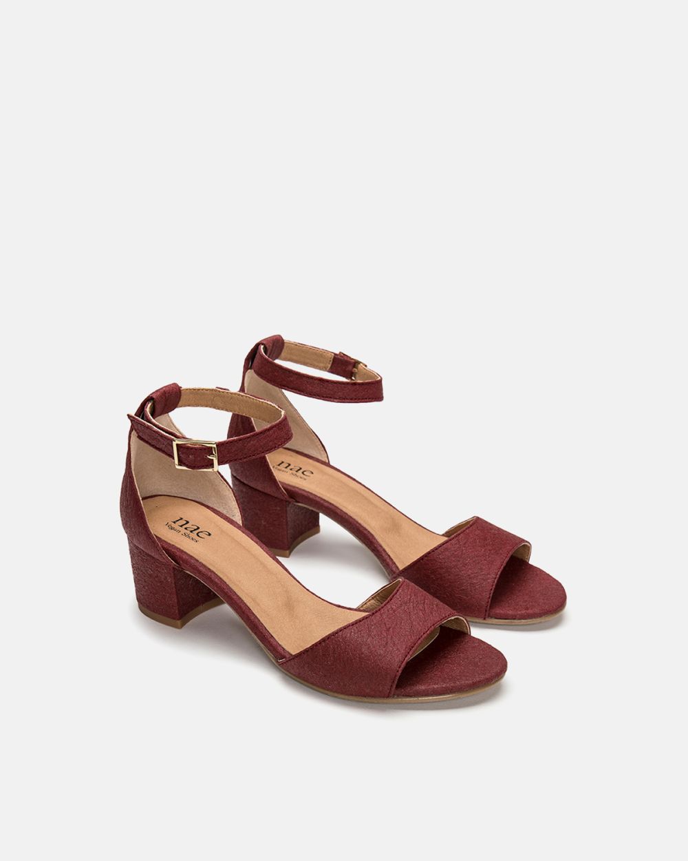 Cora Bordeaux Vegan Open-Toe Heels