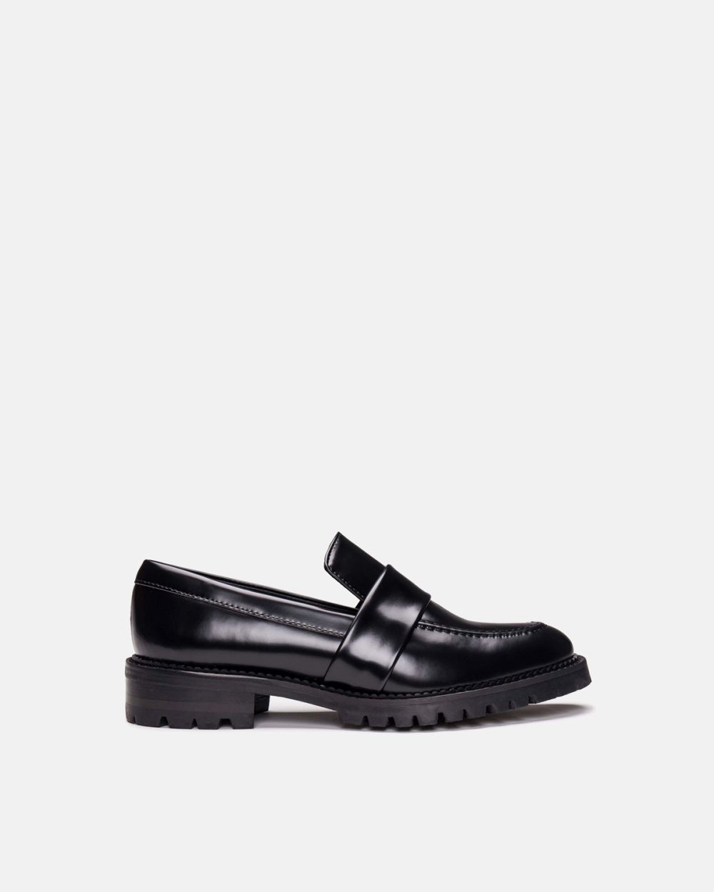 Elena Black vegan loafer chunky sole