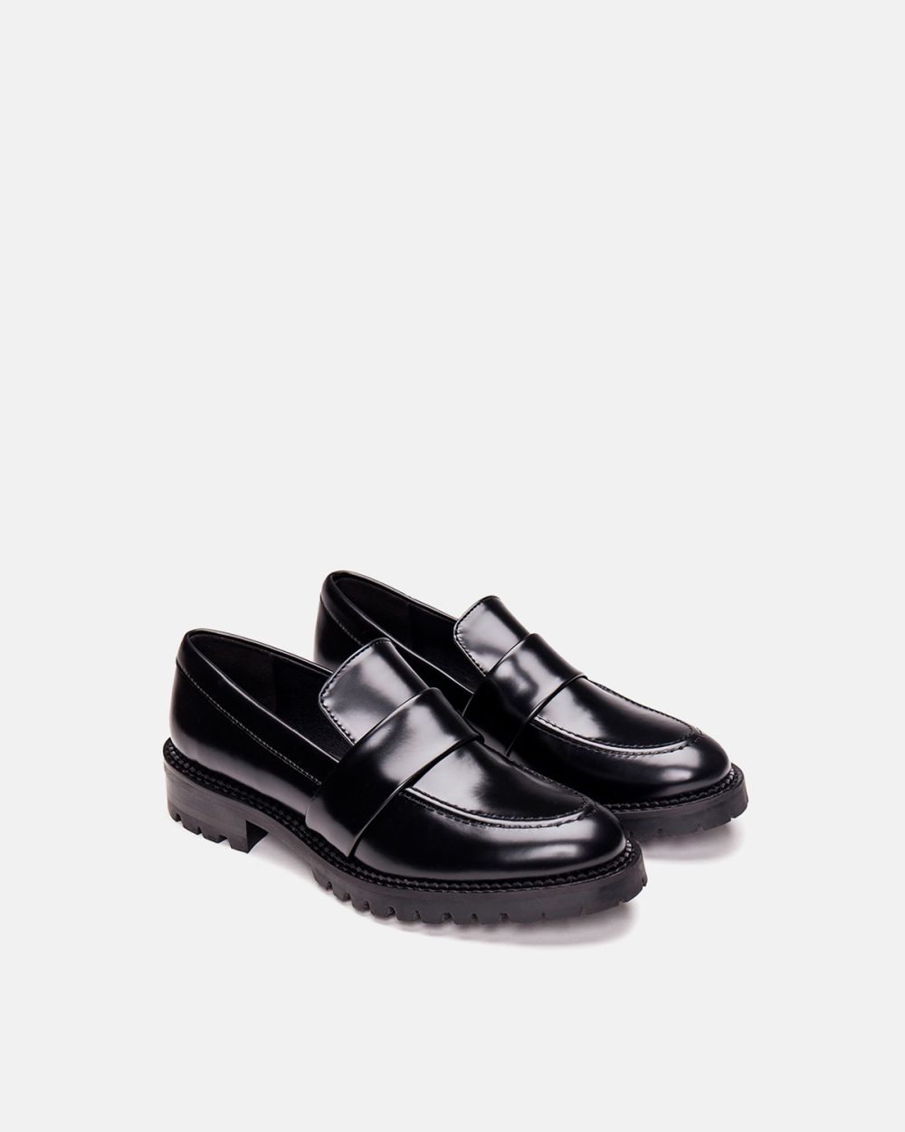 Elena Black vegan loafer chunky sole