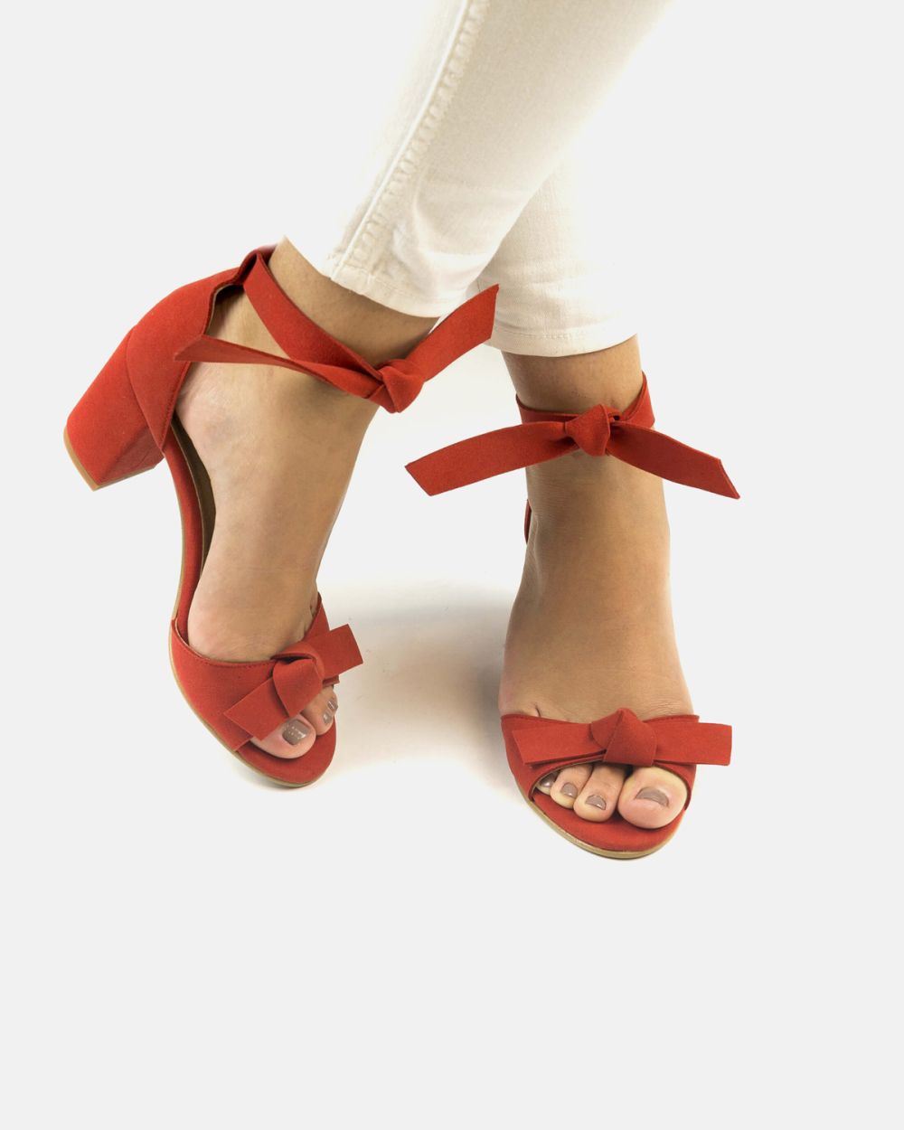 Estela - Red ankle strap sandal