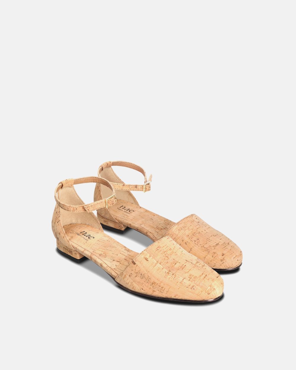 Flora Cork Vegan Ballerinas with a buckle