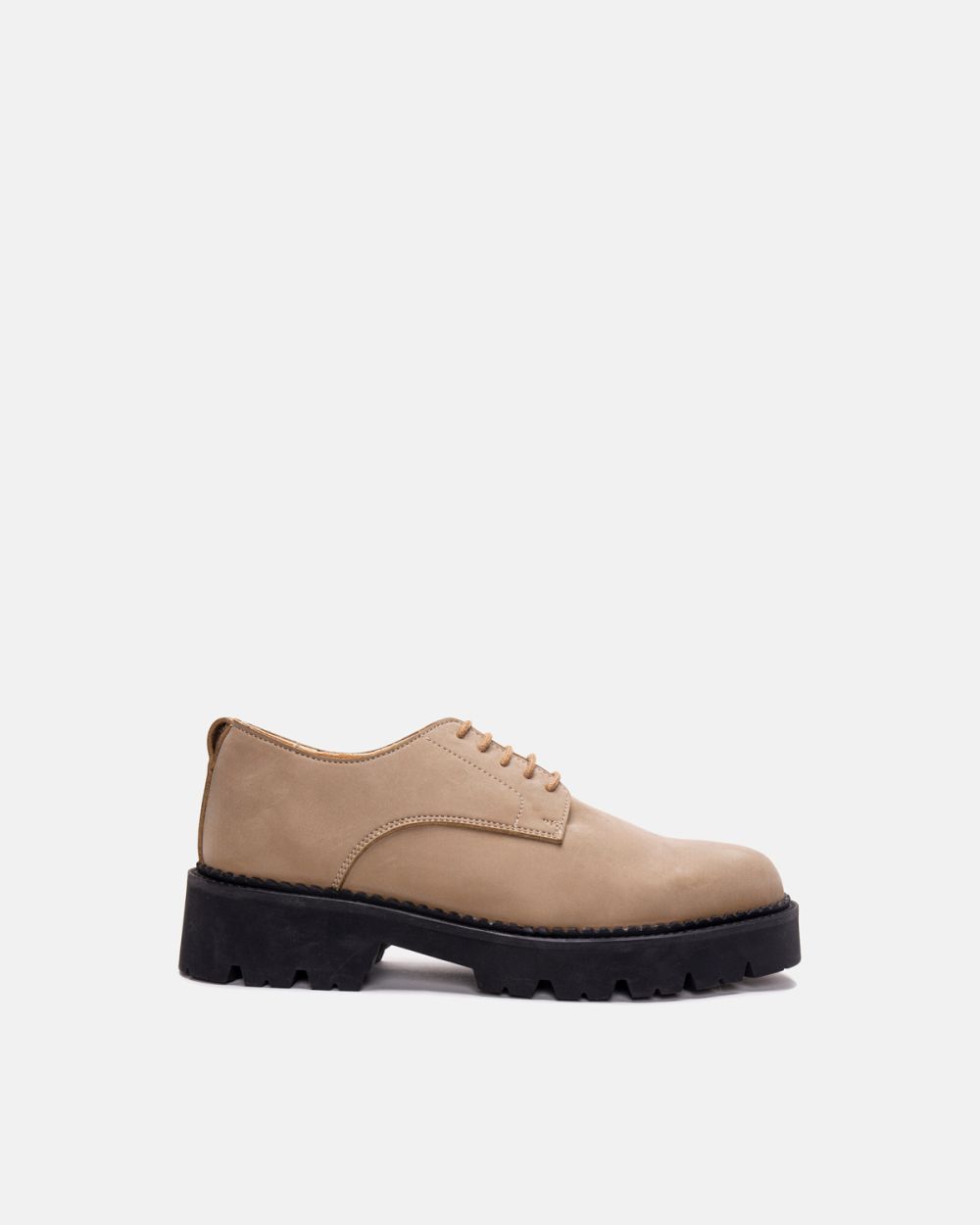 Helen Beige Vegan Derby Plain Toe