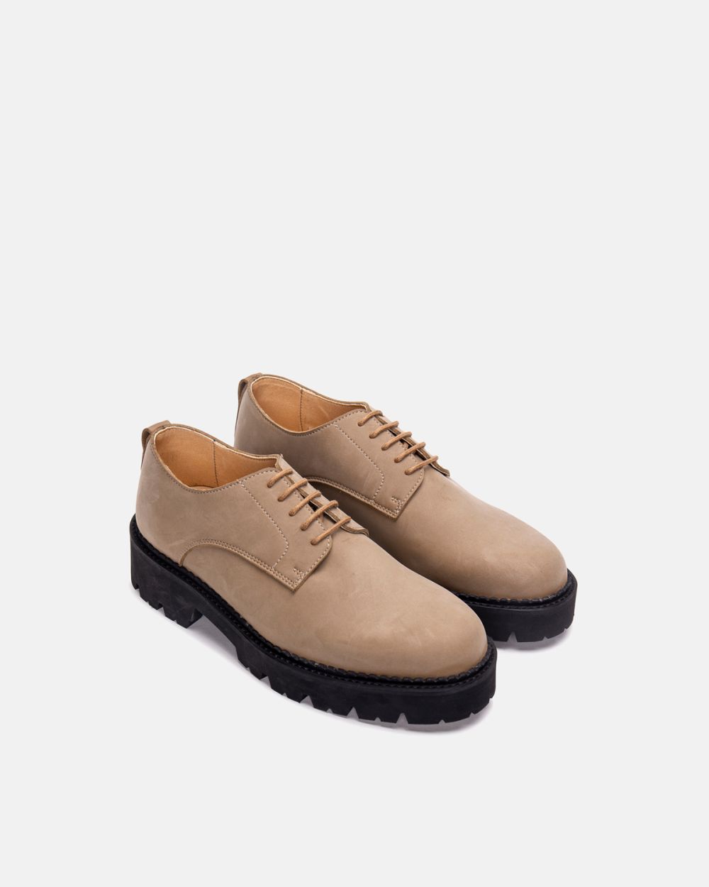 Helen Beige Vegan Derby Plain Toe