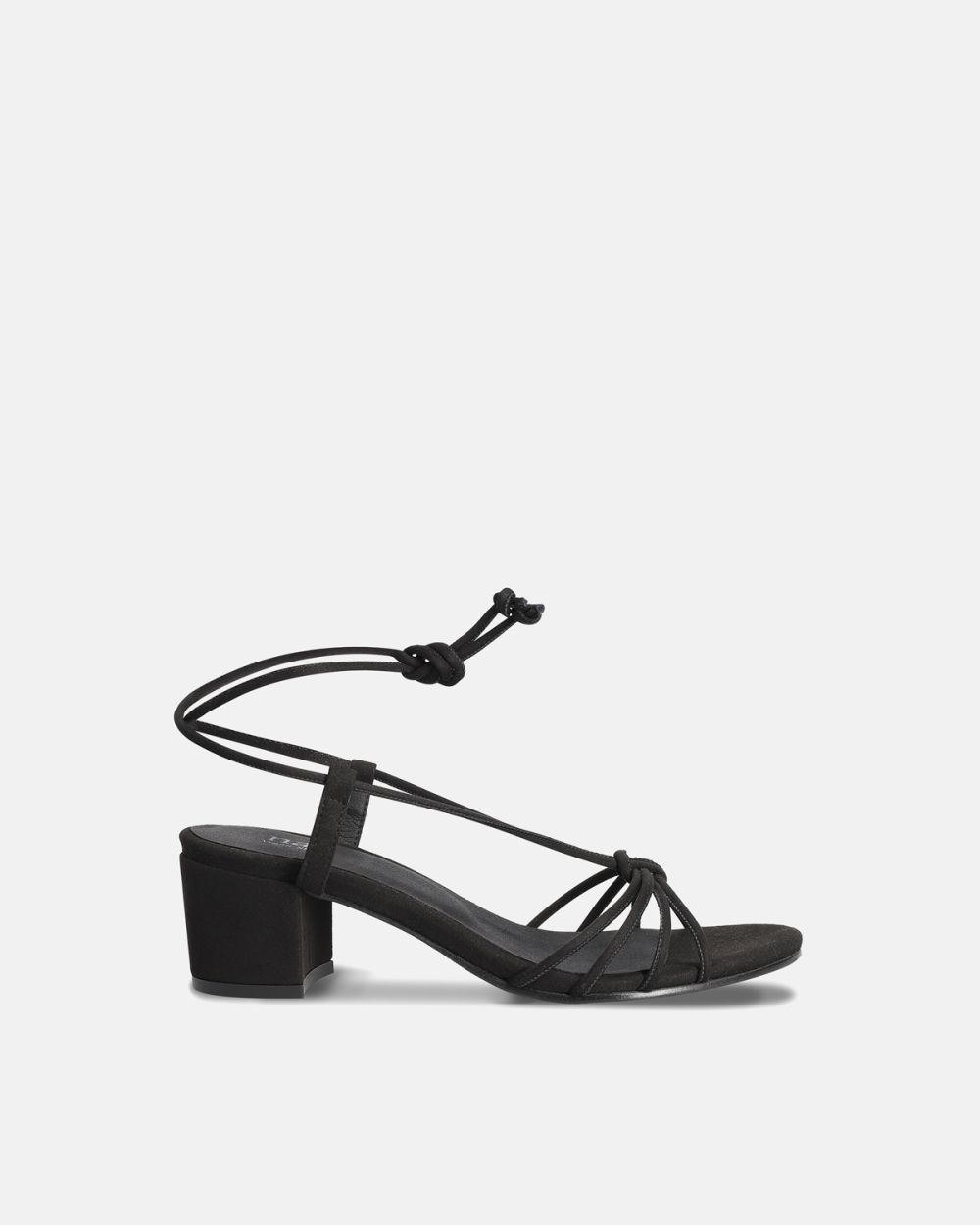 Holly Black Vegan heeled Cross Sandals with ankle laces