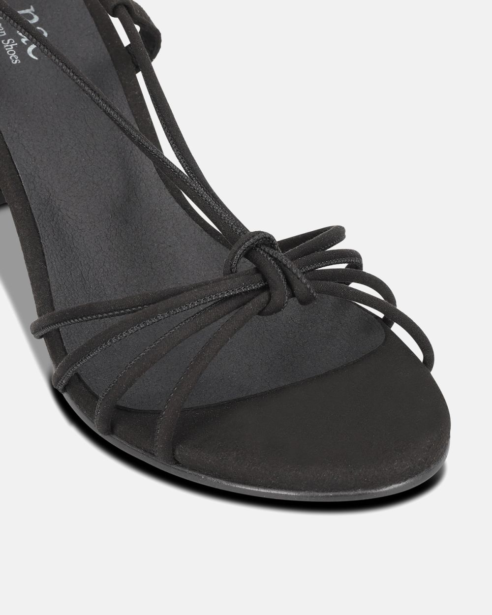 Holly Black Vegan heeled Cross Sandals with ankle laces