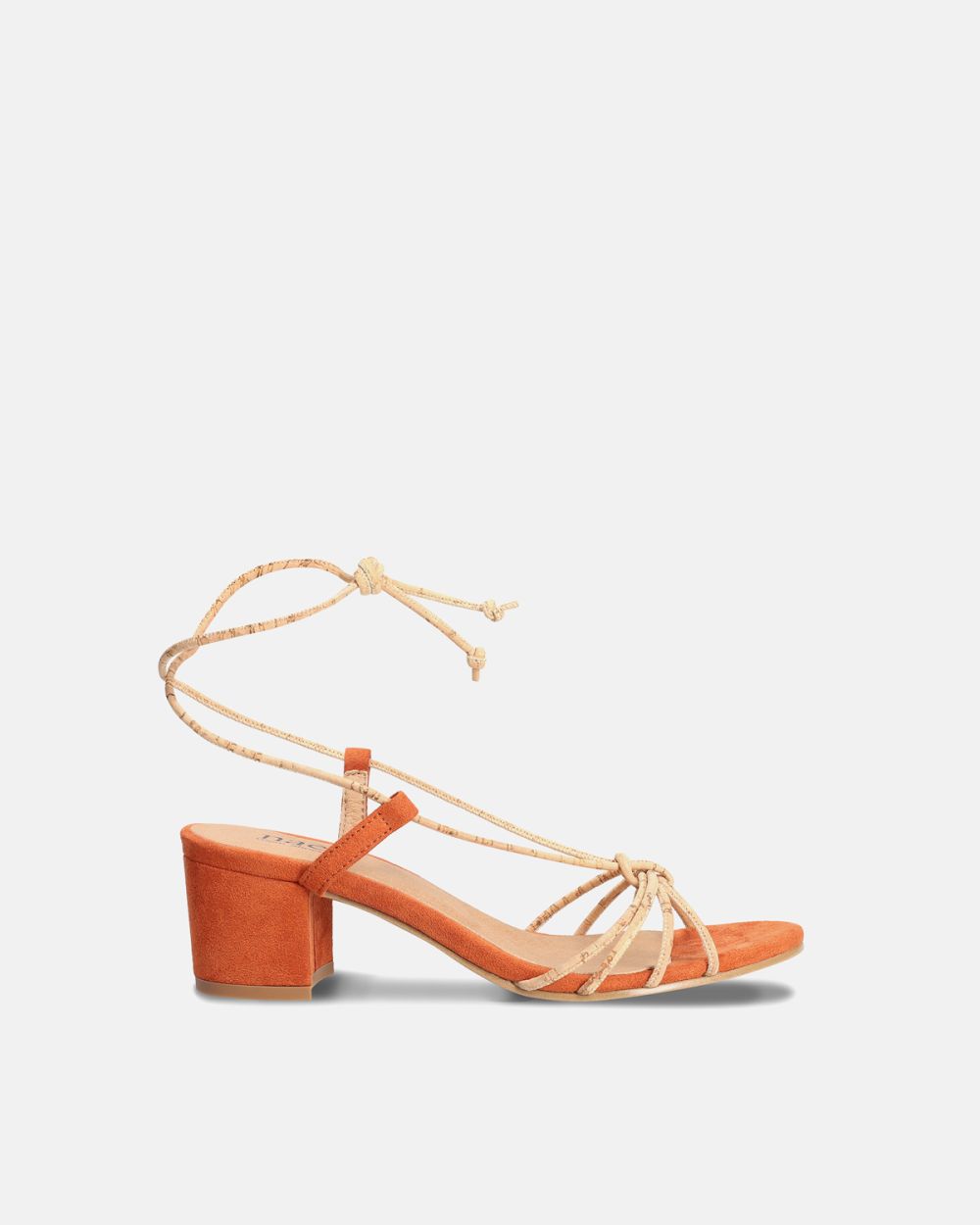 Holly Orange Vegan heeled Cross Sandals with ankle laces