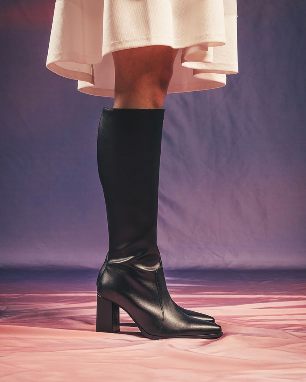 Iona Black high heel knee boots