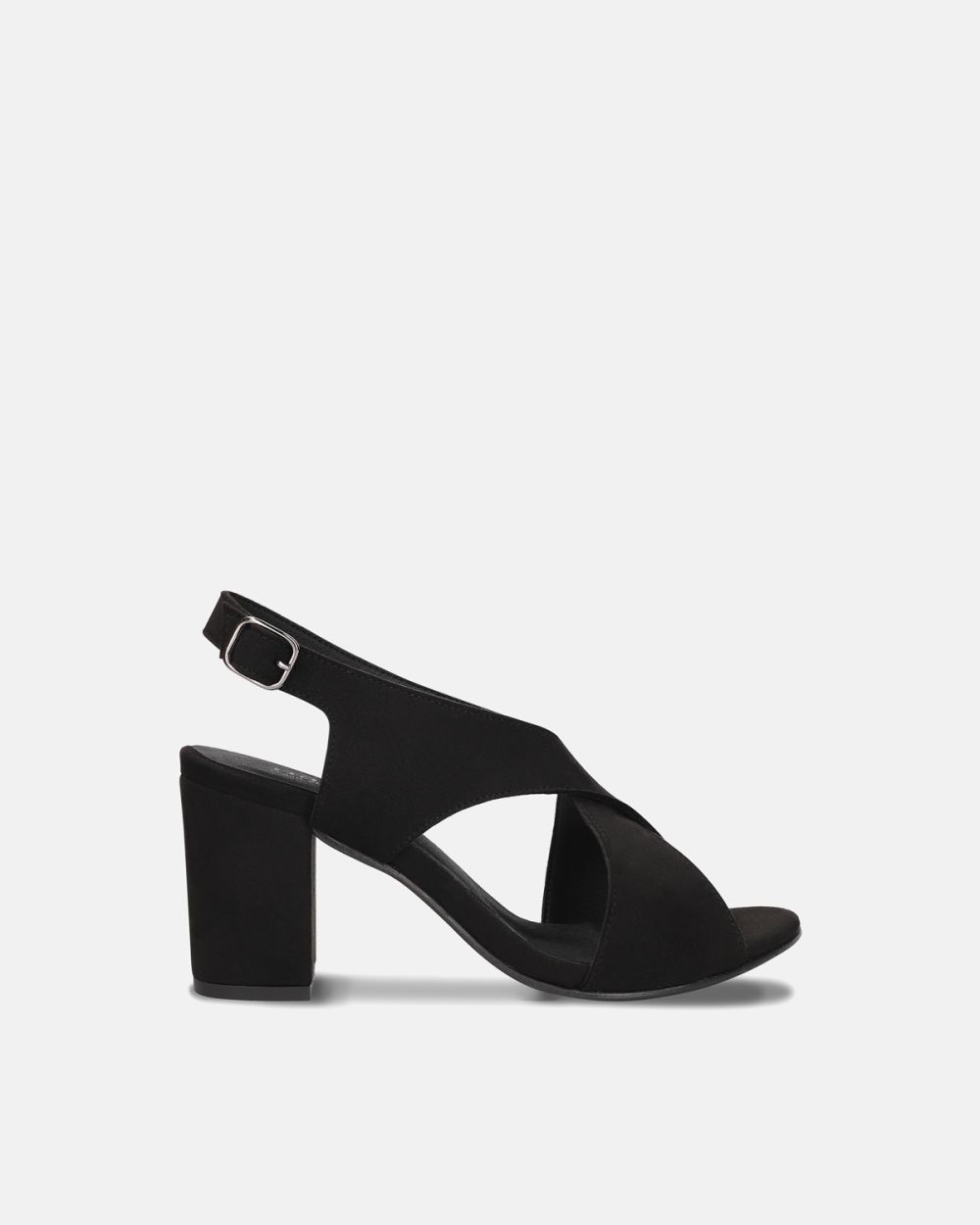 Jasmin Black Vegan heel Sandals with a buckle