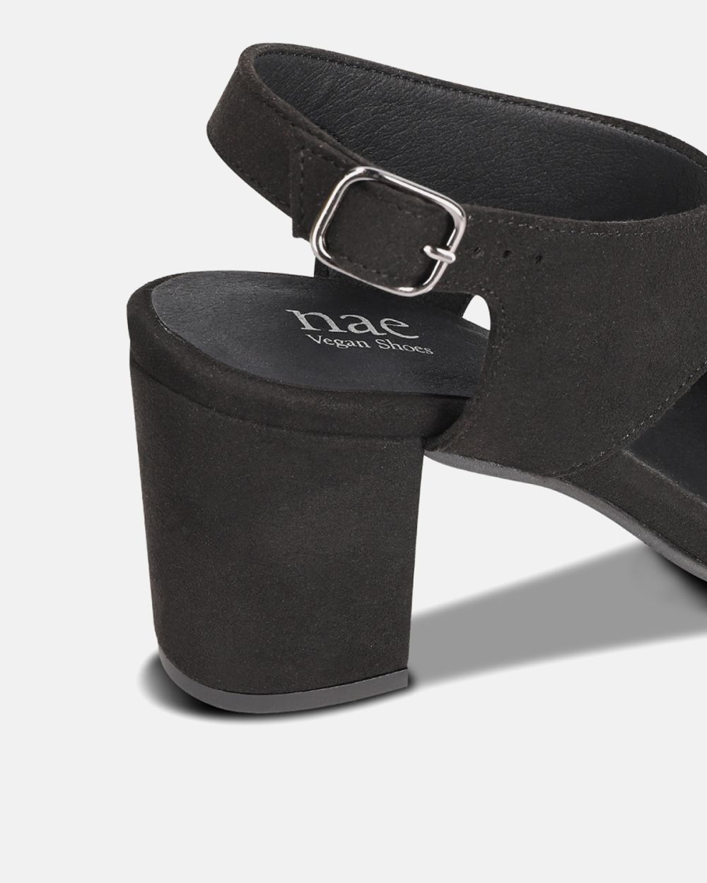 Jasmin Black Vegan heel Sandals with a buckle