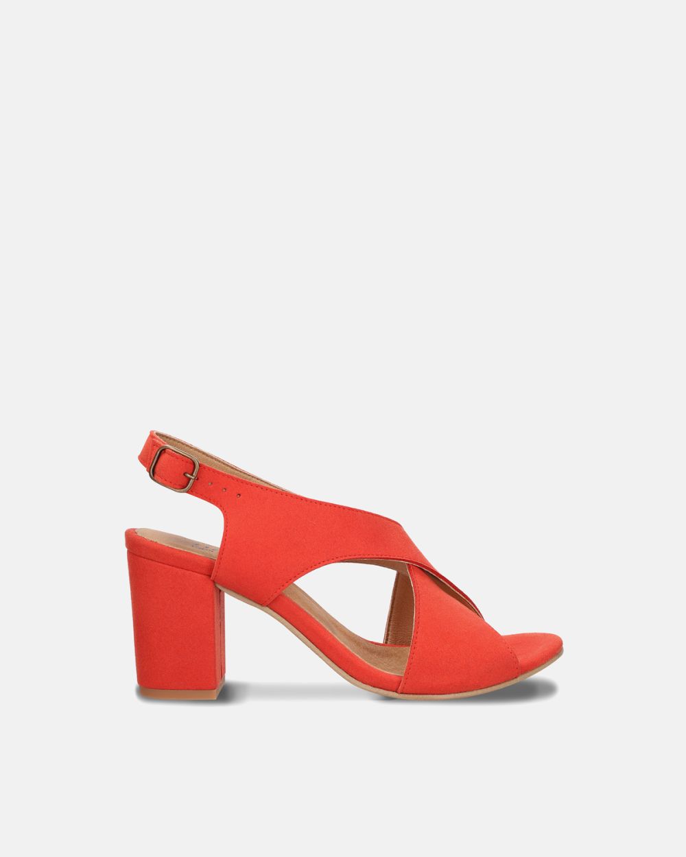 Jasmin Red Vegan heel Sandals with a buckle