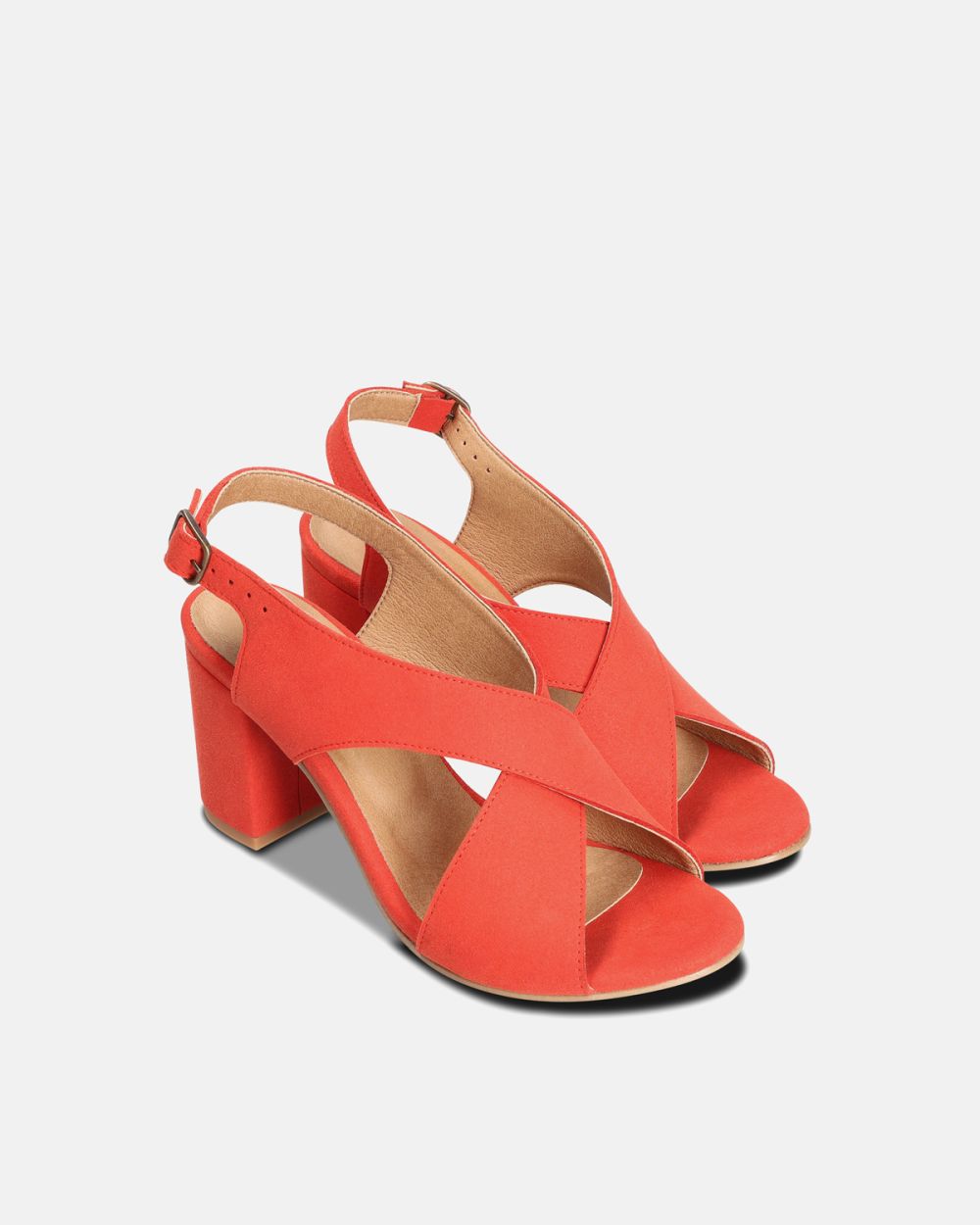 Jasmin Red Vegan heel Sandals with a buckle