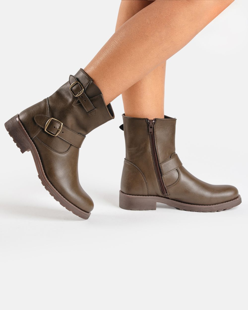 Odet Green biker ankle vegan boot