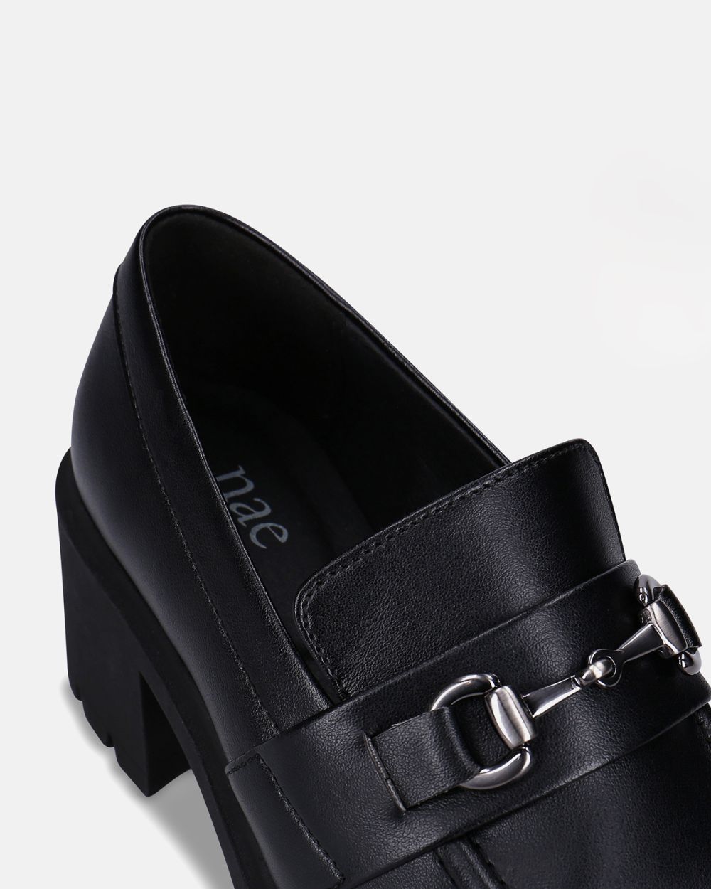 Rais Black vegan heel loafer moccasin