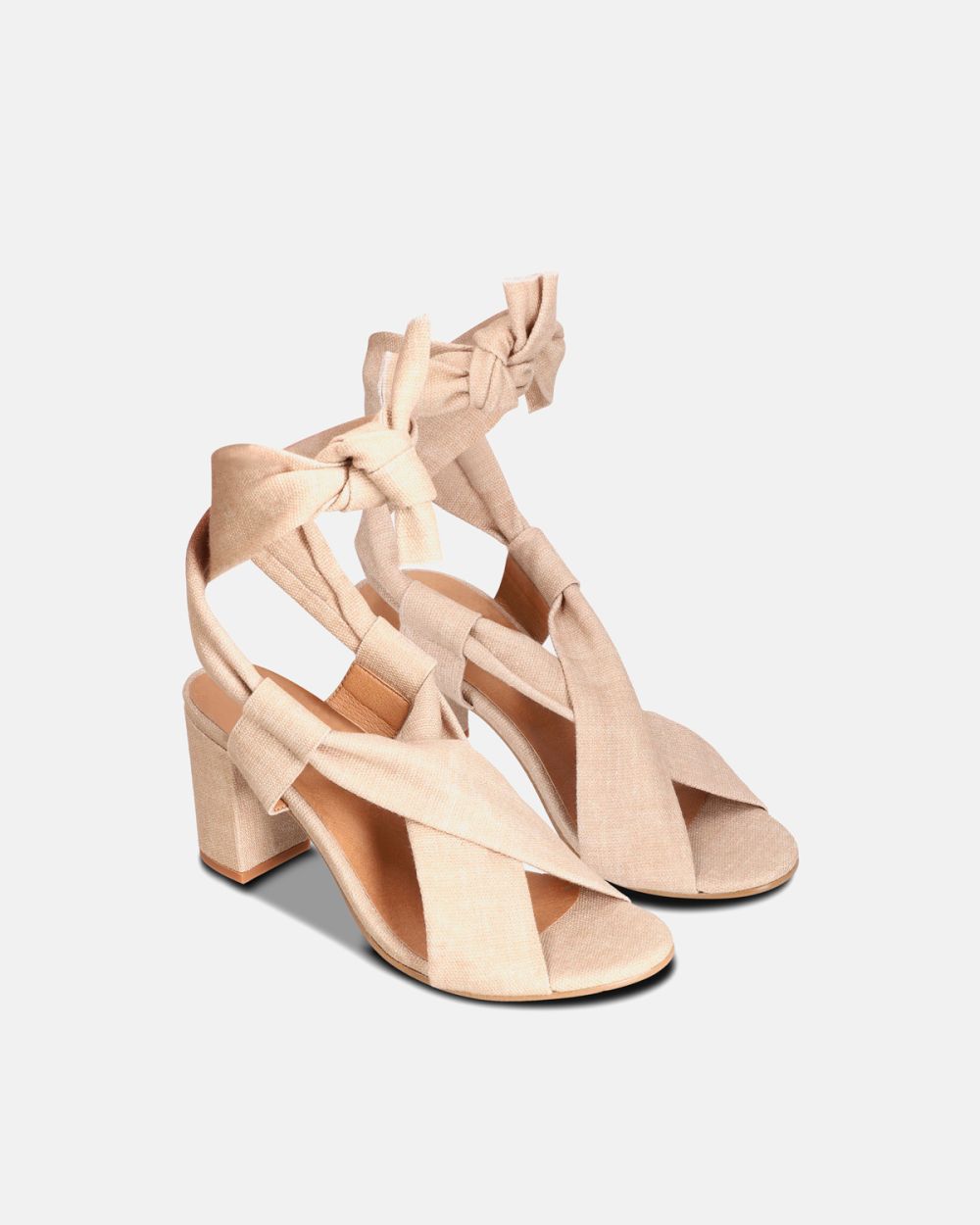 Violet Beige Vegan high-heeled Sandals with a knot