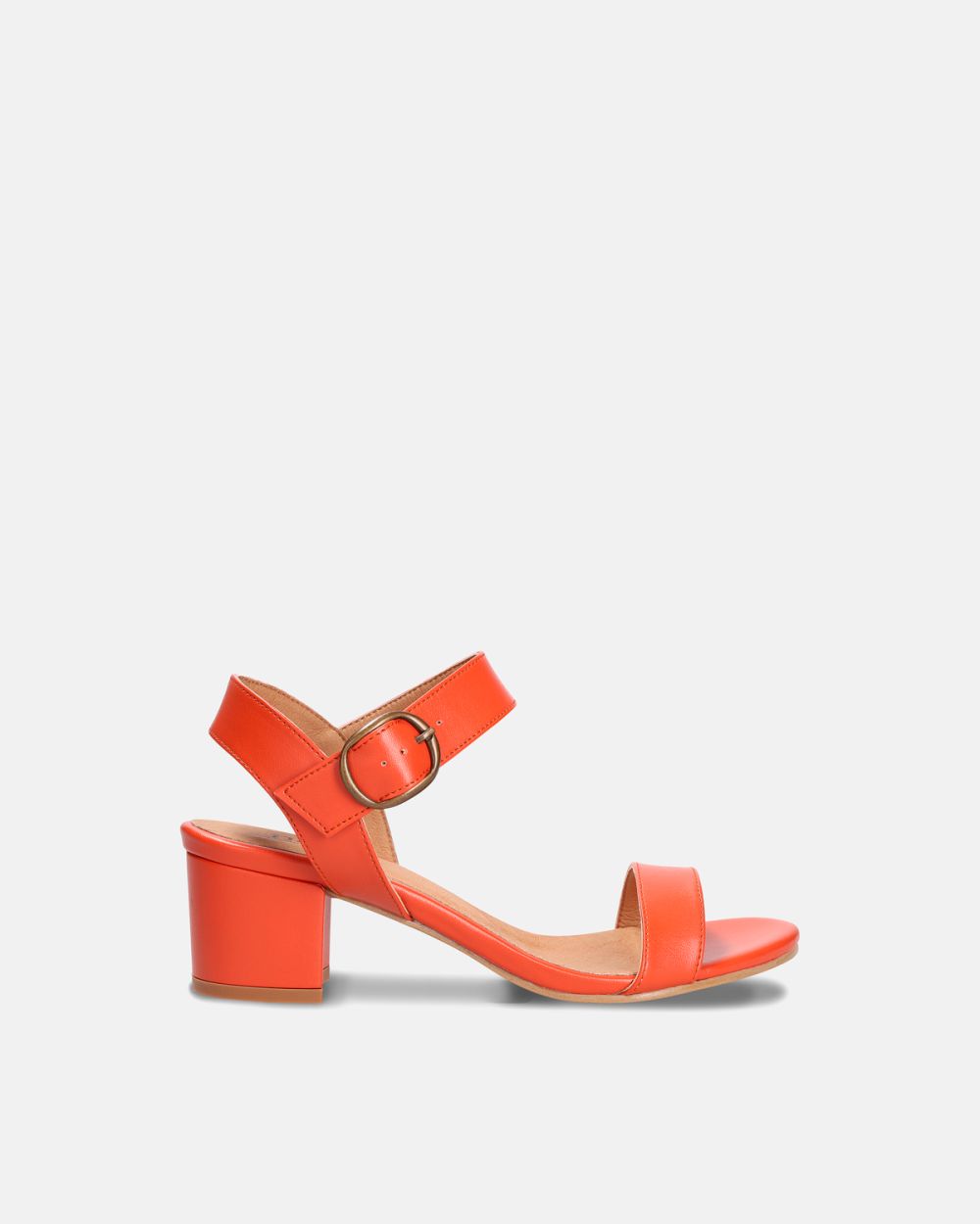 Zinnia Orange Vegan heeled Sandals with straps