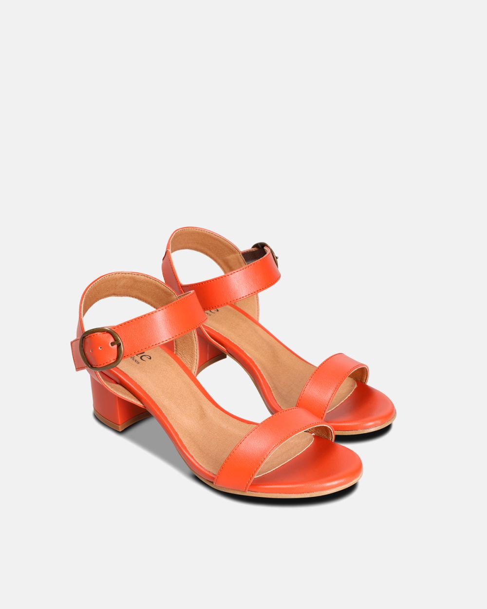 Zinnia Orange Vegan heeled Sandals with straps