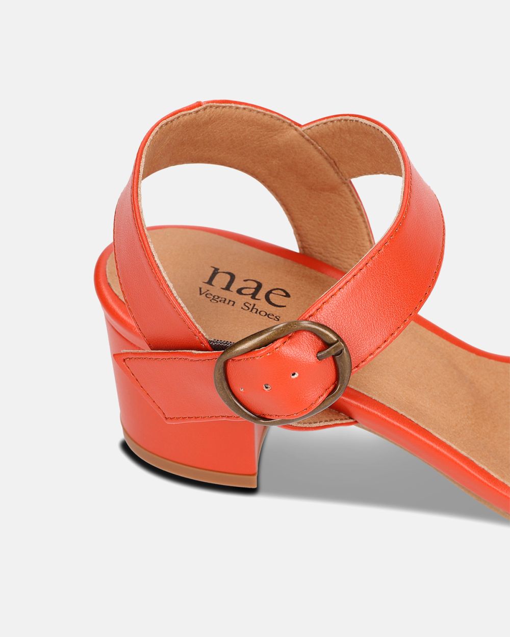 Zinnia Orange Vegan heeled Sandals with straps